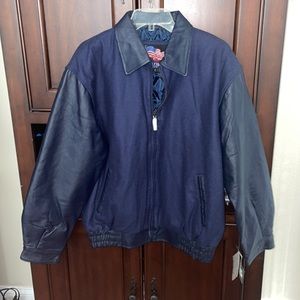 Men’s Bomber Navy Blue Jacket - Leather